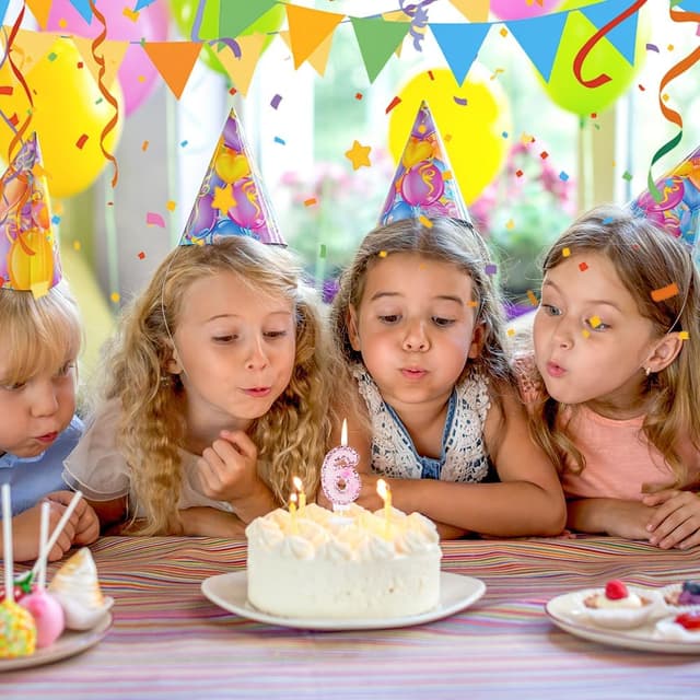 Detalle de Alaoo Butterfly Birthday Candles – Pink Number 6 Glitter Candle & Cake Topper