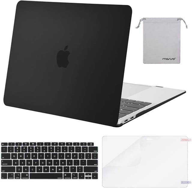 Detalle de MOSISO Hard Shell Case for MacBook Air 13-inch (M1 2021–2018) with Keyboard Cover, Screen Film, and Storage Bag - Black