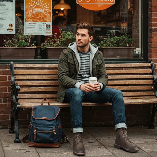 Detalle 2 de VOSTEY Herren Winterschuhe Motorrad-Casual: Chelsea-Boots mit durchgehendem Seitenreißverschluss