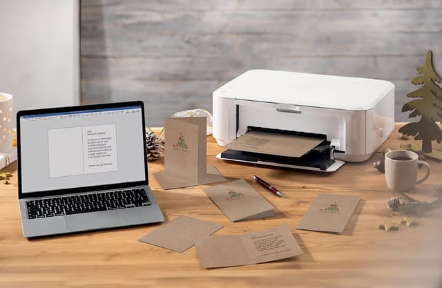 Detalle de SIGEL DS075 Weihnachts-Karten-Set A6 „Christmas with apples“ mit Umschlägen, Kraftpapier (10 Stück)