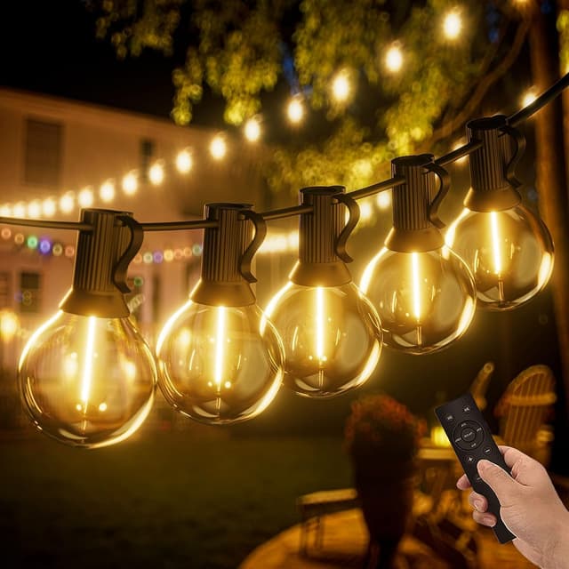 Detalle de Yuucio 60 m dimmbare Lichterkette für außen (G40) mit Fernbedienung, warmweiß 2700 K