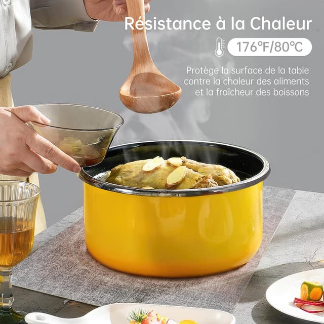 Detalle 2 de KitchenBoss set de 6 sets de table lavables en plastique + 6 dessous de verre double face (43 x 30 cm) – imitation cuir