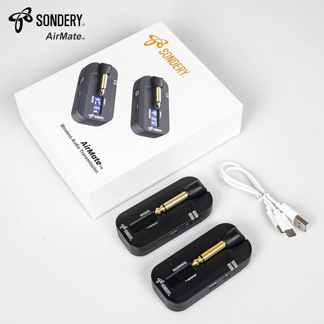 Detalle de Sondery Kabellos 5,8 GHz Gitarren- & Bass-Sender/Empfänger (digitales Funk-System, wiederaufladbar)