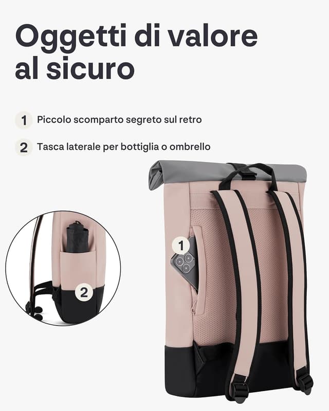Detalle de Johnny Urban Zaino Harvey Medium rolltop con scomparto laptop fino a 16" (15–18L) idrorepellente