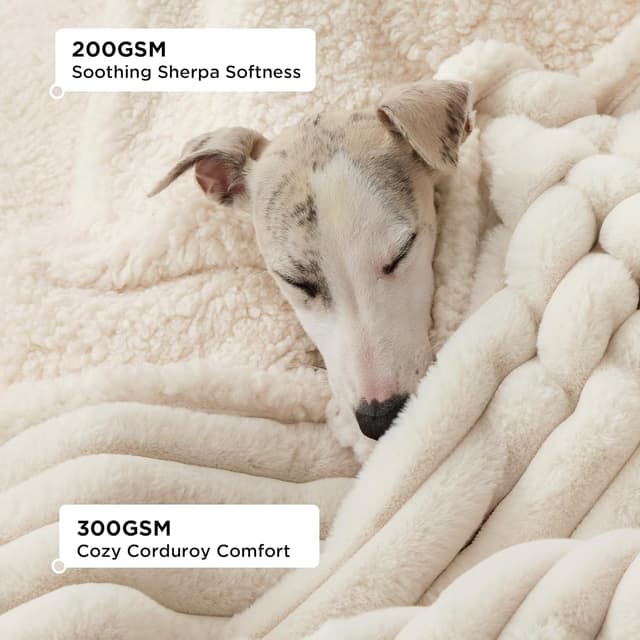 Detalle 2 de BEDSURE wasserdichte Hundedecke in Creme (102 x 127 cm) – waschbar & flauschig