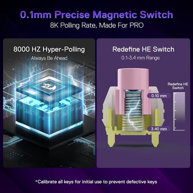 Detalle 2 de Redragon K673 HE Rapid Trigger 8K wired mechanical gaming keyboard (81 keys) with UltraMag magnetic switches