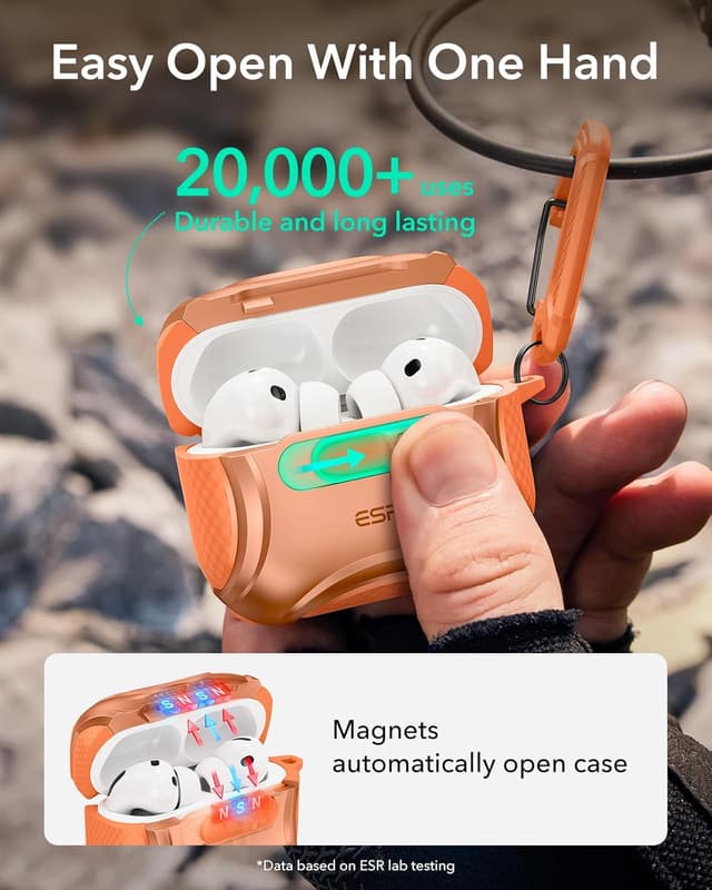 Detalle de ESR for AirPods Pro 3 Case (2025) in Orange with MagSafe & Drop-Proof Lock