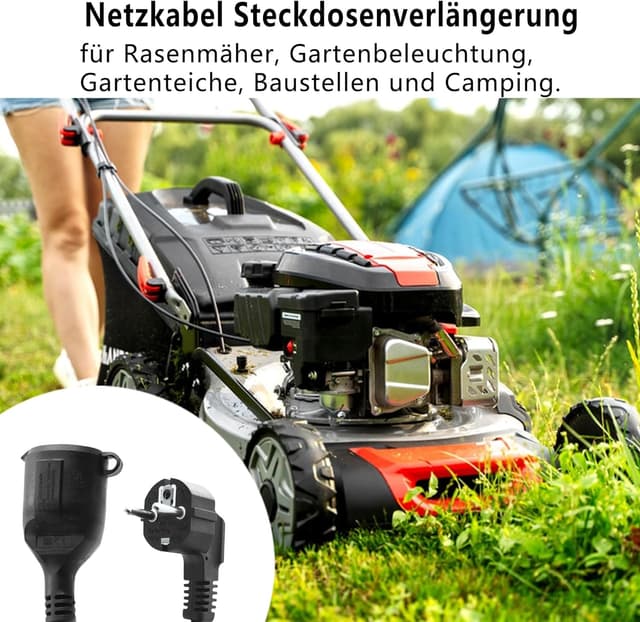 Detalle de LANMINGLEL Outdoor-Verlängerungskabel 90 Grad Schuko, 3x1,5 mm², IP44, 2 m