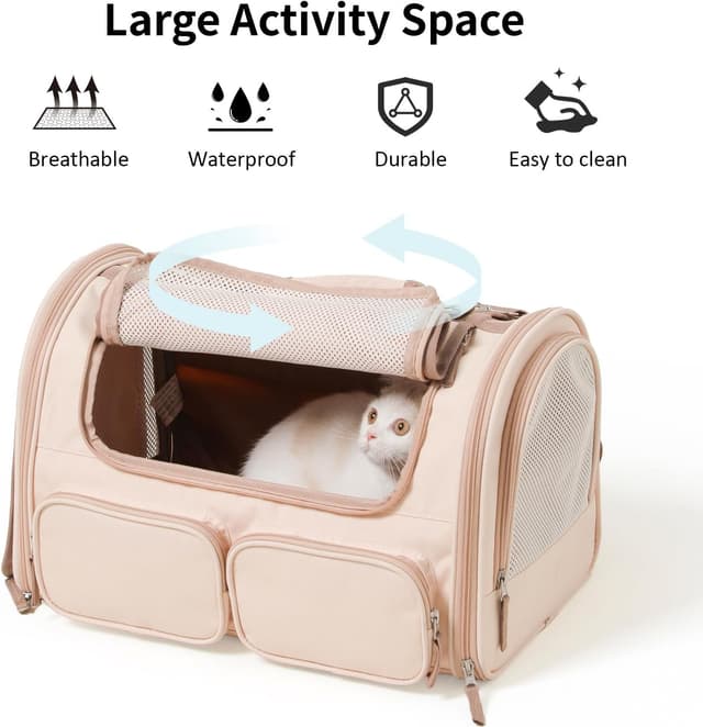 Detalle 2 de FUKUMARU Cat Carrier under 6.8 kg, pink 🐱