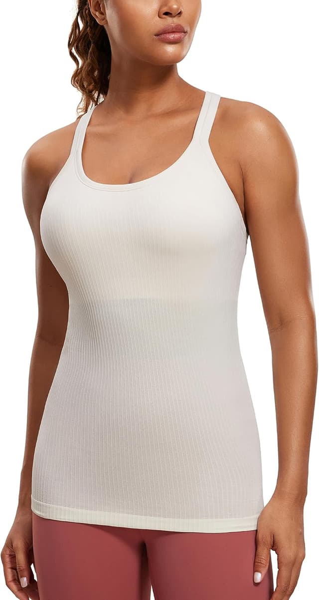 Detalle de CRZ YOGA Canottiera Seamless Racerback imbottita con reggiseno integrato R851