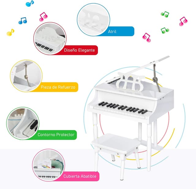 Thumbnail 4 de HOMCOM Piano de Cola Infantil 30 Teclas
