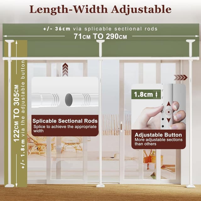 Thumbnail 1 de Yeabett Room Divider adjustable 122–305cm, 70–290cm