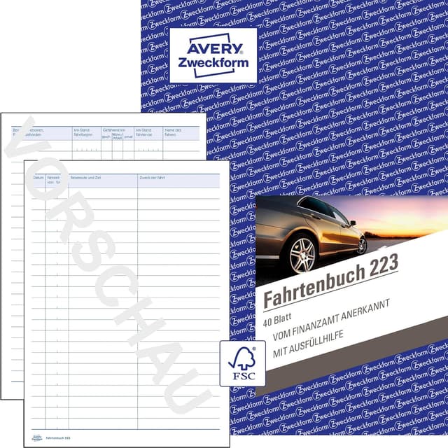 Detalle de AVERY Zweckform 223 Fahrtenbuch A5, 80 Seiten 📒