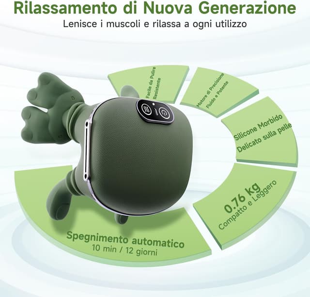 Detalle de Massaggiatore Cervicale 4D a Mano Bionica per collo e schiena con calore rosso e 3 intensità (Verde)