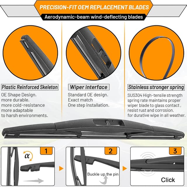 Thumbnail 4 de AUTOBOO 26" + 16" wipers for Subaru Crosstrek 12" rear