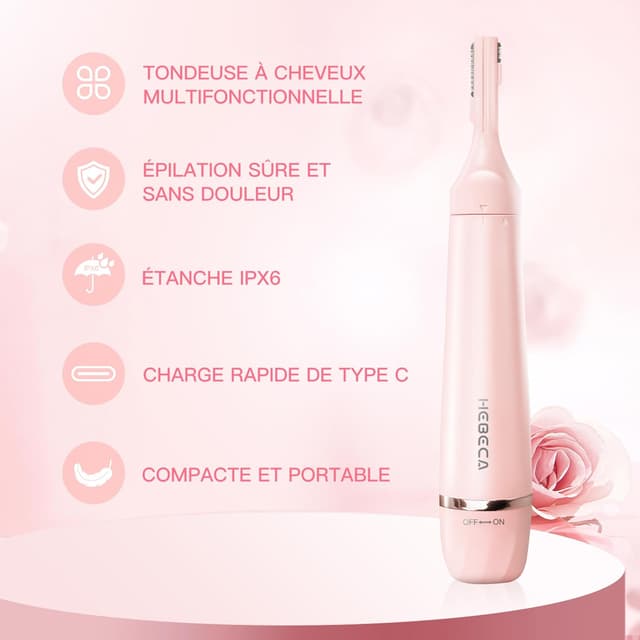 Detalle 2 de HEBECA Tondeuse à poils de nez 3 en 1 Rose