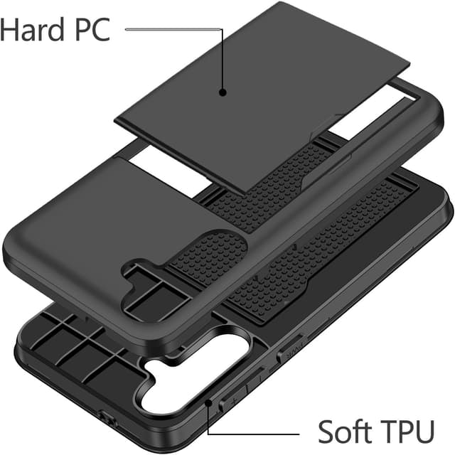 Detalle 2 de Coolden Galaxy S24 Plus Wallet Case (Black) with Card Holder, Shockproof Hybrid PC + TPU Protection