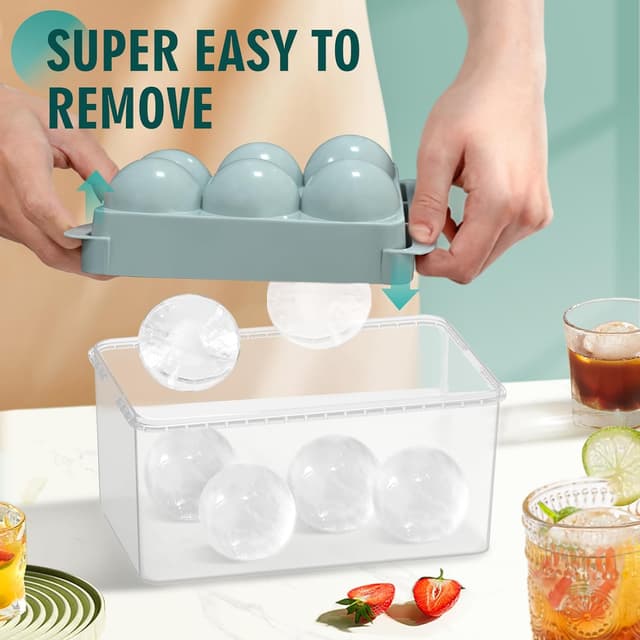 Thumbnail 1 de WIBIMEN Large Ice Cube Molds 1.9in 6 Balls 🍸