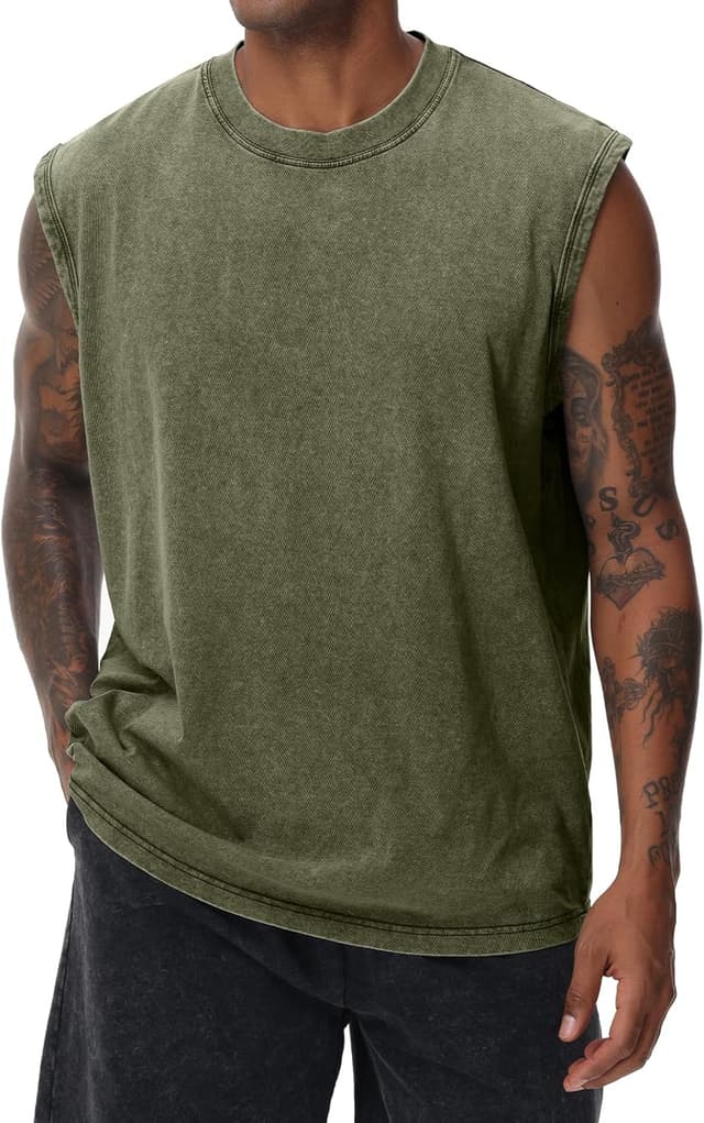 Detalle de Herren Fitness Tanktop Baumwolle kurzarm