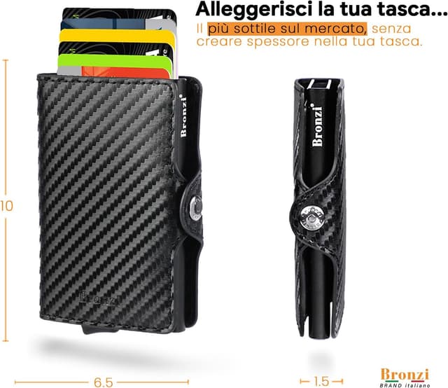Thumbnail 4 de Bronzi Portafoglio Uomo Slim Piccolo 10x6,5 cm