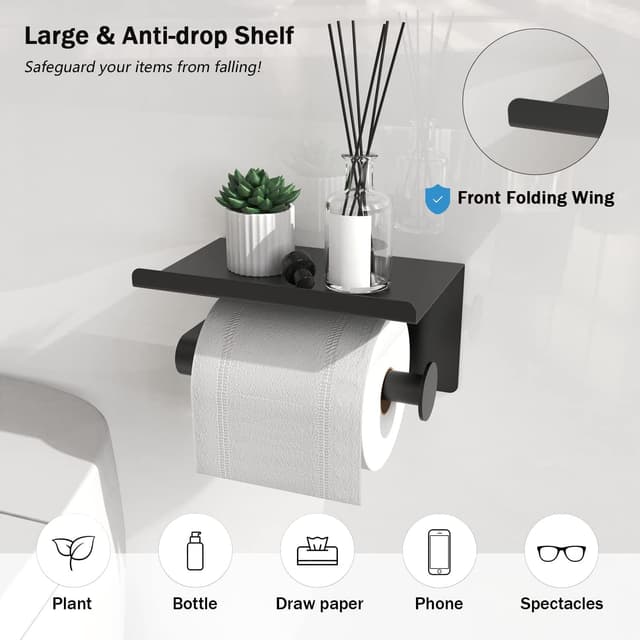 Thumbnail 4 de Self Adhesive Toilet Paper Holder with Phone Shelf