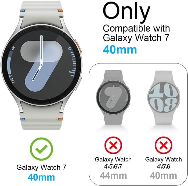 Detalle 2 de OFFCUP Case with Screen Protector for Samsung Galaxy Watch 7 40mm (2024) – 2 Pack, Black