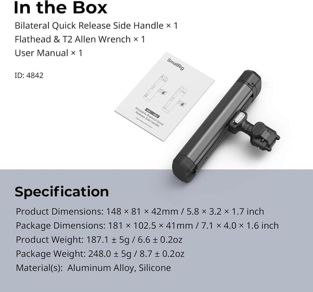 Thumbnail 6 de SMALLRIG drehbarer beidseitiger Schnellverschluss-Seiten-/Obergriff für HawkLock Quick-Release-Ökosystem (für Smartphones) 4842