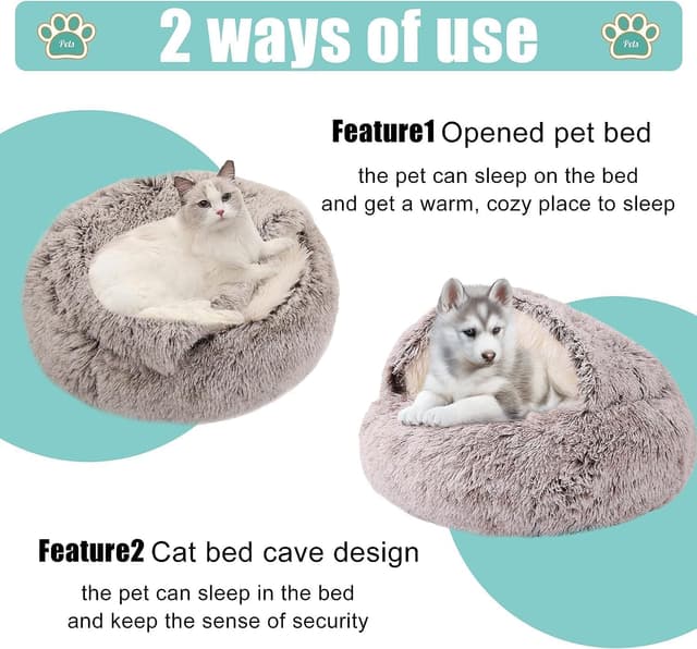 Detalle 2 de SHJOEE Flauschig Hundebett Muschelform – waschbares Plüsch-Hundekissen mit Anti-Rutsch-Boden