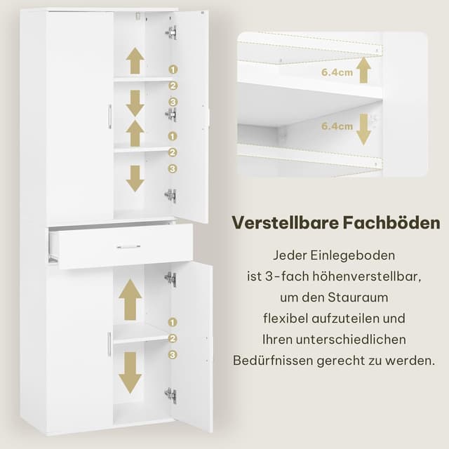 Detalle 2 de eSituro Aktenschrank mit Schublade Türen, 60x180x34 cm, weiß – Stauraum für Büro & mehr