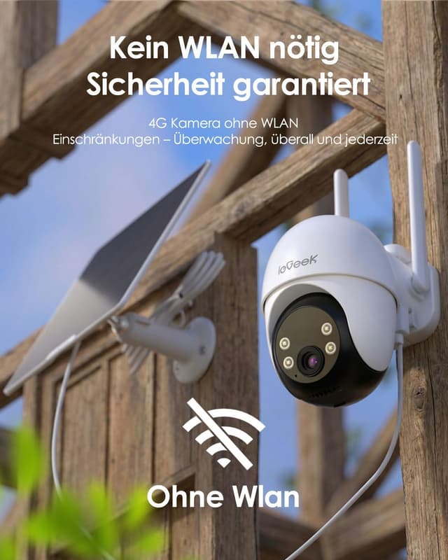 Detalle 2 de ieGeek Telecamera esterna 4G LTE 24/7 con SIM, 2K e memoria 512GB