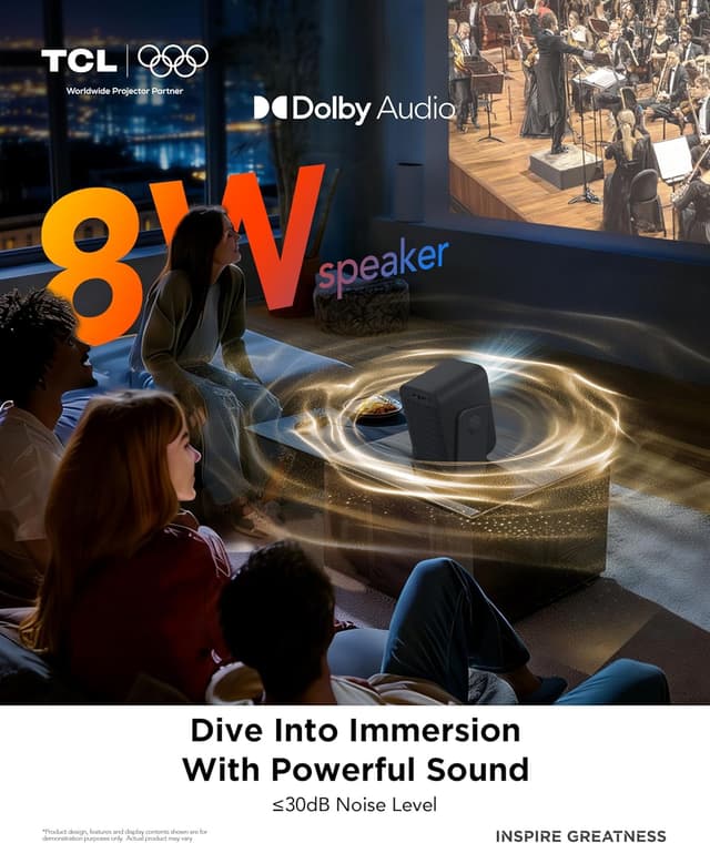 Detalle 2 de TCL C1 Mini Projector (Google TV & Netflix certified) with Wi‑Fi, Bluetooth and Auto Focus