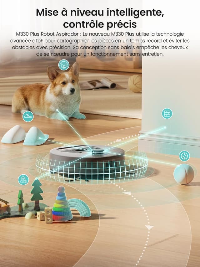 Detalle 2 de Lefant M330 Plus Robot aspirateur laveur 3-en-1 5000 Pa, LiDAR, Freemove 2.0