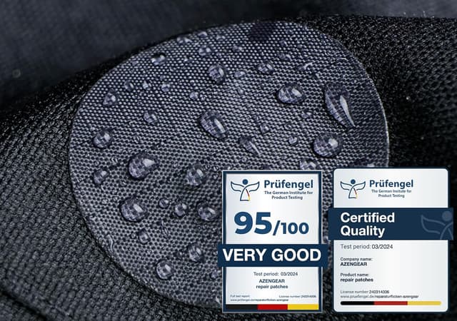 Detalle de aZengear Repair Patches DIY Kit (11 pcs) for down jackets, tents, shoes and more