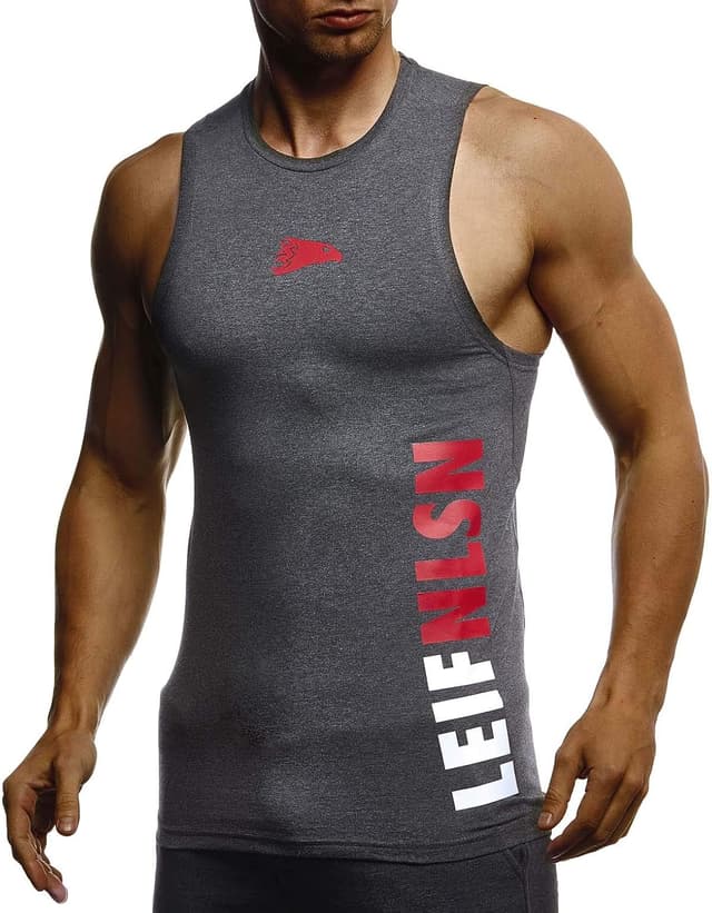 Detalle de Leif Nelson Sport LN-8283 canotta fitness da uomo in cotone