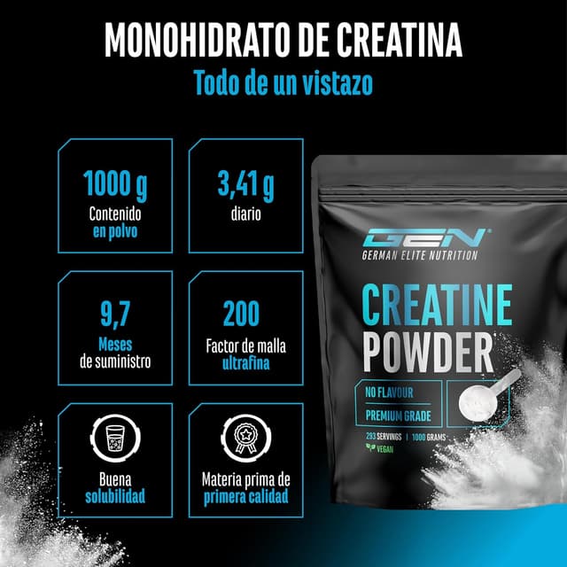 Detalle 2 de Creatina Monohidrato 1000 g 293 porciones