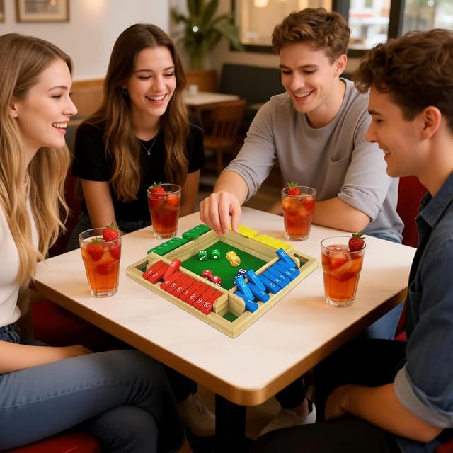 Detalle 1 de VingaHouse Shut the Box Game for 4 Players (wooden family travel dice board game)