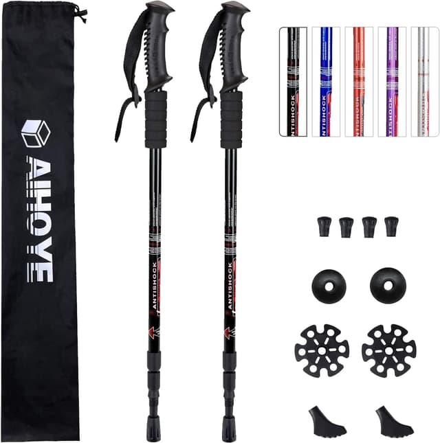 Detalle de Aihoye Hiking Trekking Poles (2-Pack) Collapsible, Lightweight Anti-Shock Adjustable Walking Sticks
