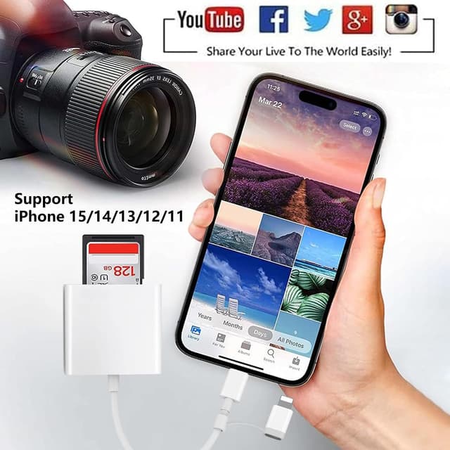 Detalle 2 de Apple MFI zertifizierter SD Kartenleser für iPhone (Lightning) & iPad – SD-/MicroSD-Adapter für Fotos & Videos