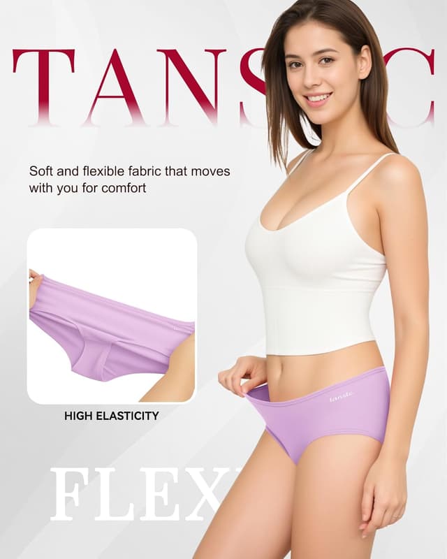 Detalle de TANSTC Mutande Culotte Donna in Cotone (confezione da 6 slip hipster, vita bassa)