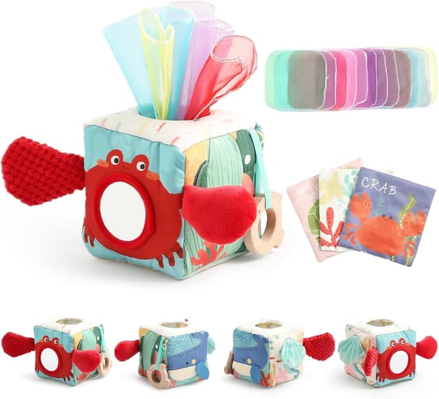 Thumbnail 6 de WOODEN TEETHER Tissue Box Montessori Motorikspielzeug mit Spiegel – Sensorik-Lernspiel für Babys (ca. 6–12 Monate)