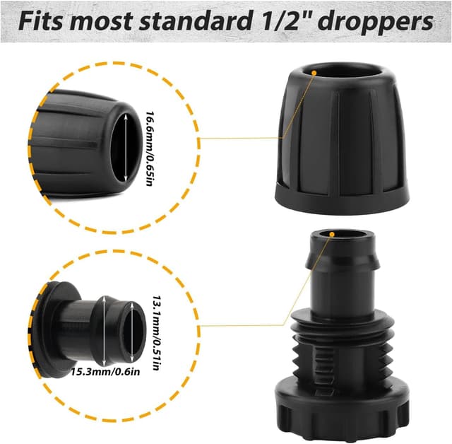 Detalle de Hydrogarden kit 10 pezzi per irrigazione a goccia 16 mm con connettori a Tappi terminali