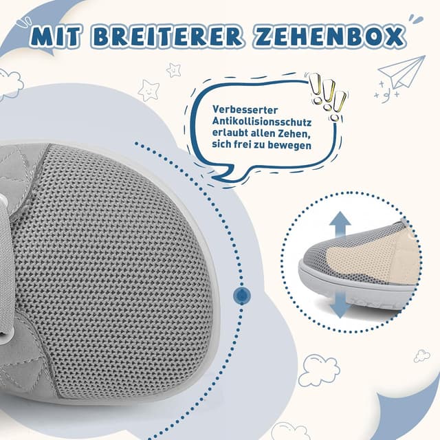 Detalle de TIAROOTT Kinder Barfußschuhe mit breiter Zehenbox und Klettverschluss – minimalistische Sneaker für Alltag, Fitness & Trail