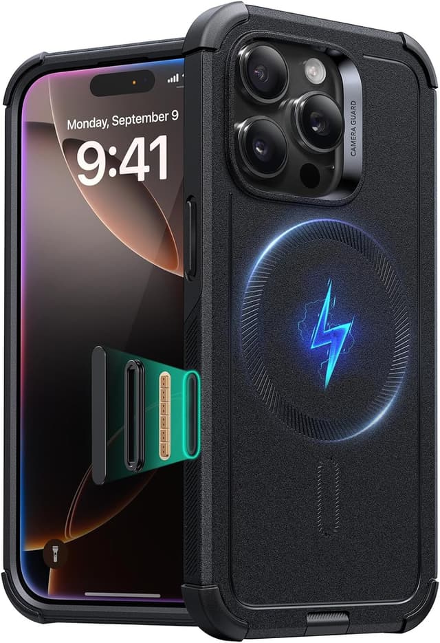 Detalle de ESR for iPhone 16 Pro Case (Cyber Series) with MagSafe Compatibility and Camera Control Button, Black