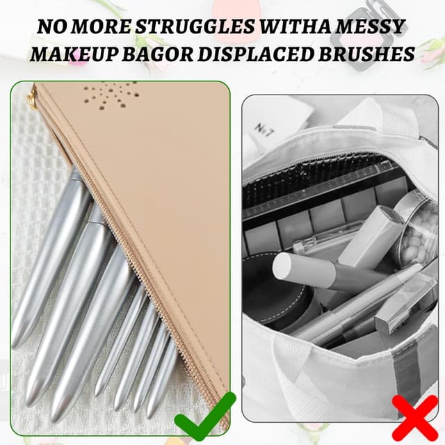 Detalle 2 de MSIHEY Reise-Kosmetiktasche aus Silikon für Make-up-Pinsel und Beauty-Eier (23 x 10 x 2 cm)