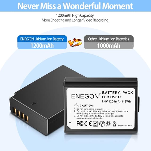 Detalle 2 de ENEGON LP-E10 Batería 1200 mAh (2 unidades)