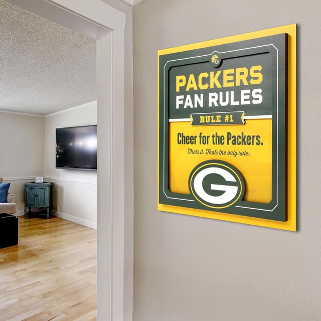 Detalle de YouTheFan Officially-Licensed NFL Fan Rules Wall Art (3D, Multi-Layer, Floating Mount) — Indoor Sports Decor