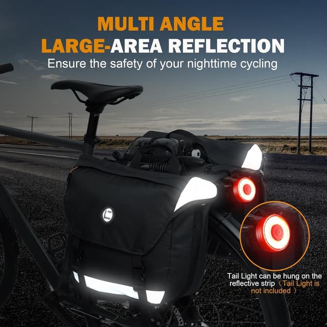 Detalle 2 de NDakter Bike Panniers 35L Waterproof Expandable Rear Rack Trunk Bags