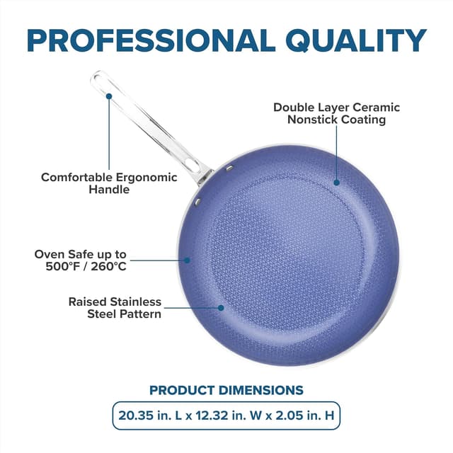 Detalle de Viking Hybrid Plus 3-Ply Ceramic Nonstick Frying Pan (12-Inch), PFAS-Free, Induction & Oven Safe