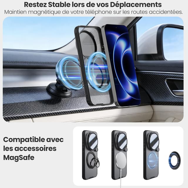 Detalle de Nillkin Magnétique Coque pour Xiaomi 17 Ultra avec protection photo et support compatible MagSafe (noir transparent)