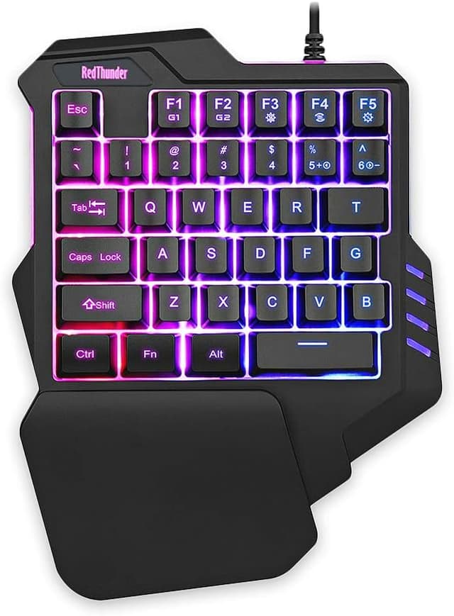 Detalle de RedThunder Einhand-Gaming-Tastatur mit RGB-Hintergrundbeleuchtung und Makro-Tasten (35 Tasten)